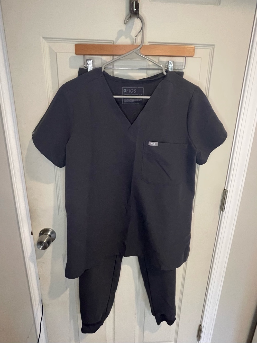 Figs womens Scrub Top and Pants in Charcoal